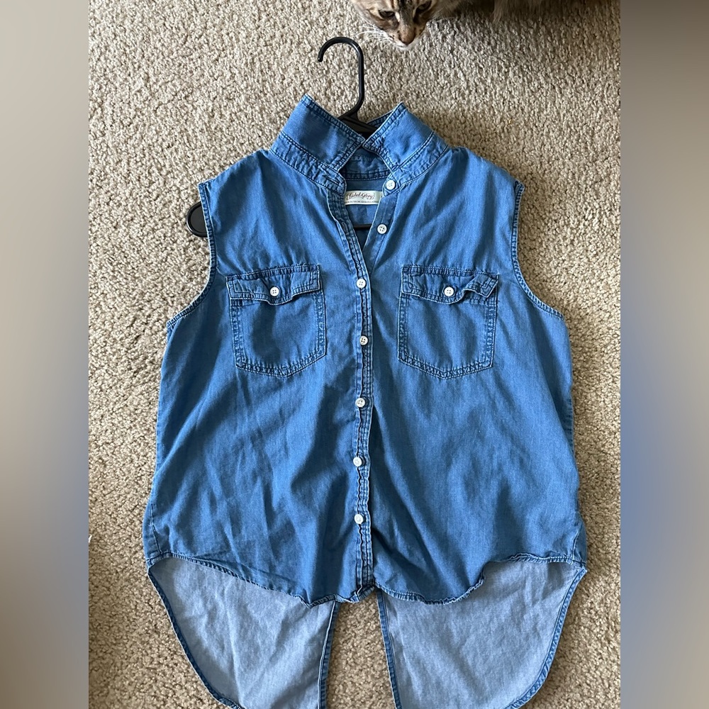 Dressy button up jean shirt